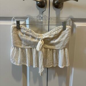 American Eagle Outfitters Ivory Crochet Top